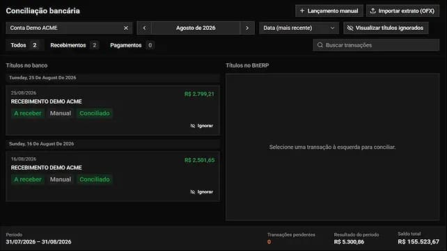 O dinheiro que entra bate com o que o sistema diz